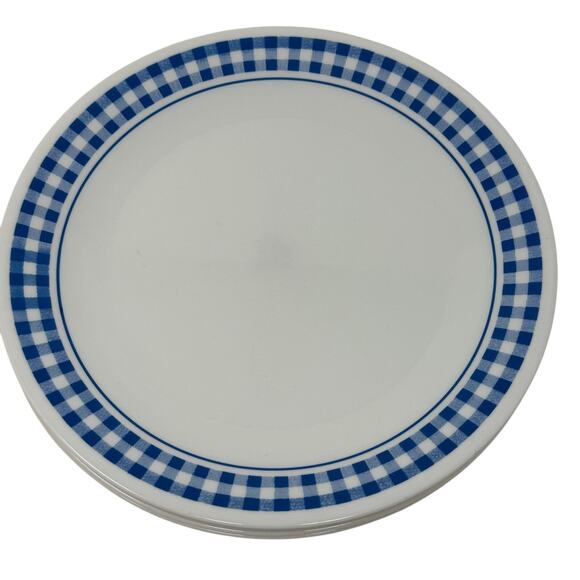 Corelle Gingham Blue Dinner Plates 10.75" Set of 5 Vitrelle USA - Picture 1 of 4